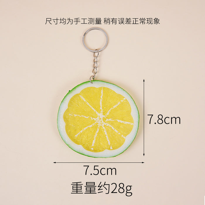Wholesale Lemon Slice Simulated Fruit PVC Keychain Charm Fashion Bag Accessory MOQ≥2