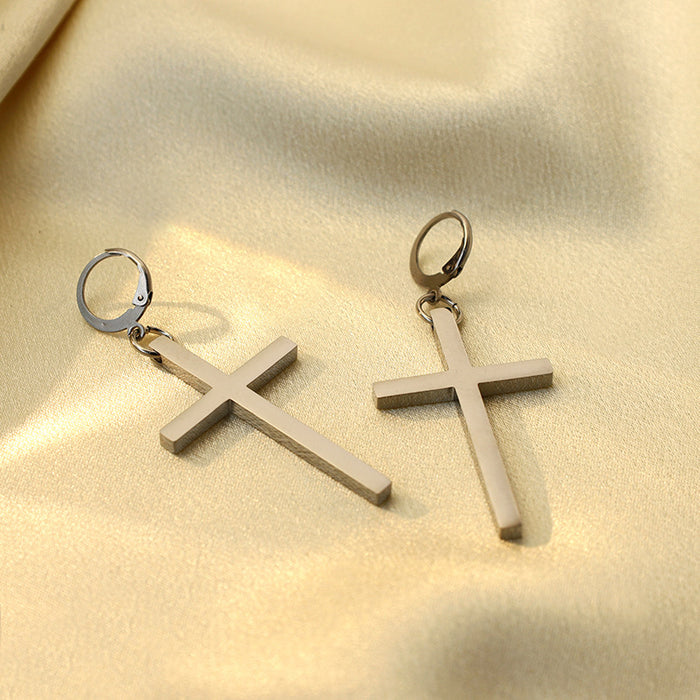 Wholesale Retro new earrings titanium steel stainless steel earrings cross jewelry