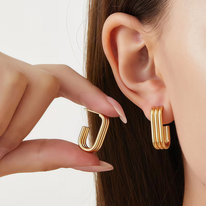 Wholesale Three-wire hook earrings Titanium steel