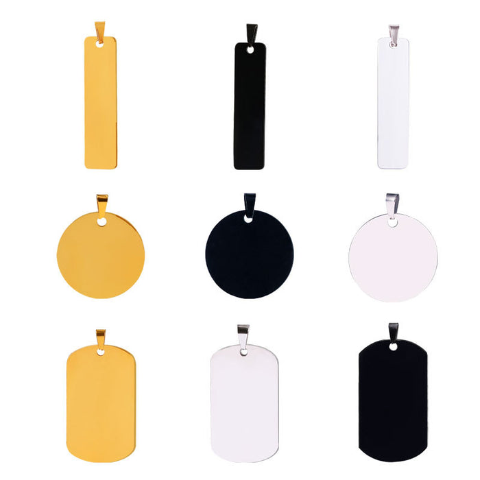 Wholesale Gold, silver, black hang tag carving stainless steel identity tag