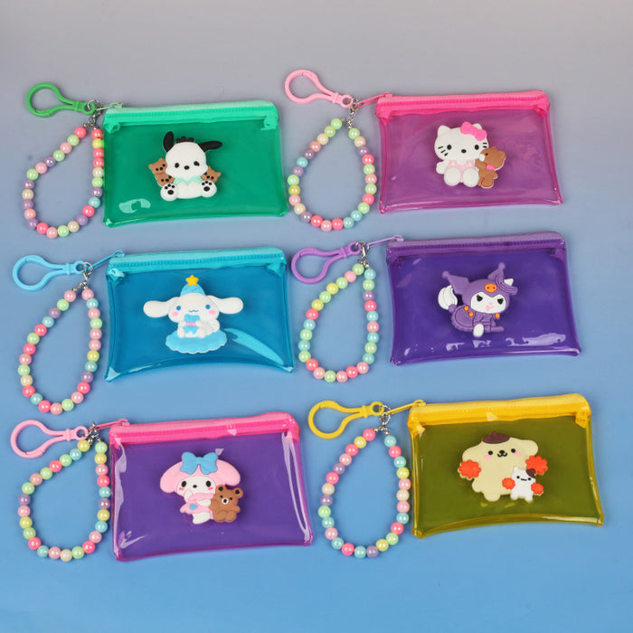 Wholesale Transparent PVC Coin Purse Cute Cartoon Animal Design Unisex Everyday Wallet With Bead Chain Fashion Accessory