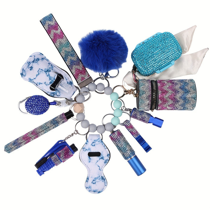 Wholesale Multifunctional Fur Ball Diamond Keychain 13-piece Set JDC-KC-TouMS059