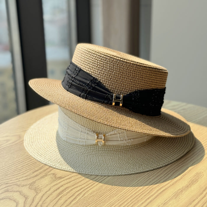 Wholesale Flat Top Straw Hat Summer Sunshade Sun Protection Straw Fashion Trendy