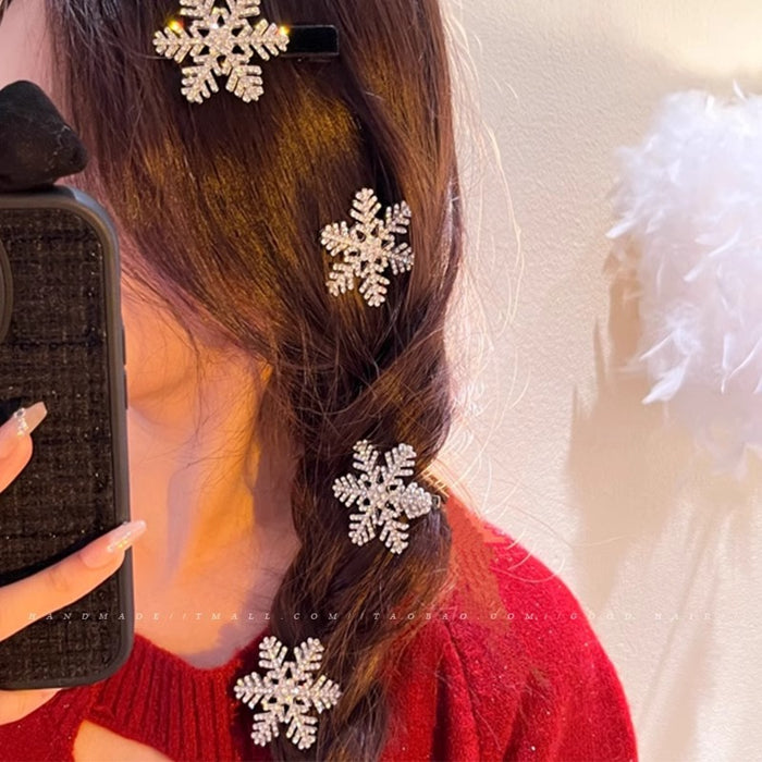 Wholesale Flash diamond snowflake hairpin side clip duckbill clip