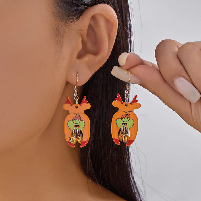 Wholesale Christmas earrings dinosaur  funny elk sweater snowman acrylic earrings