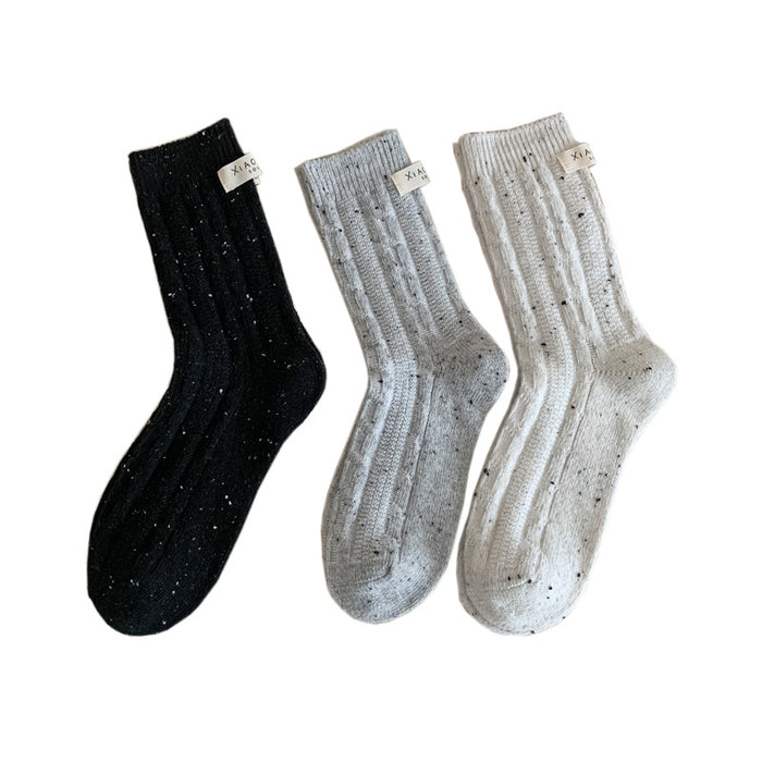 Wholesale Cloth labeled wool socks, thickened warm cotton socks, stacked socks, mid tube socks