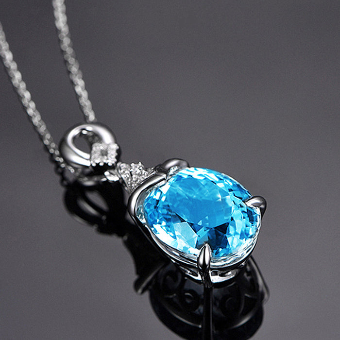 Wholesale Carat Natural Sea Blue Diamond Pendant Necklace Color Gem Hot Pendant