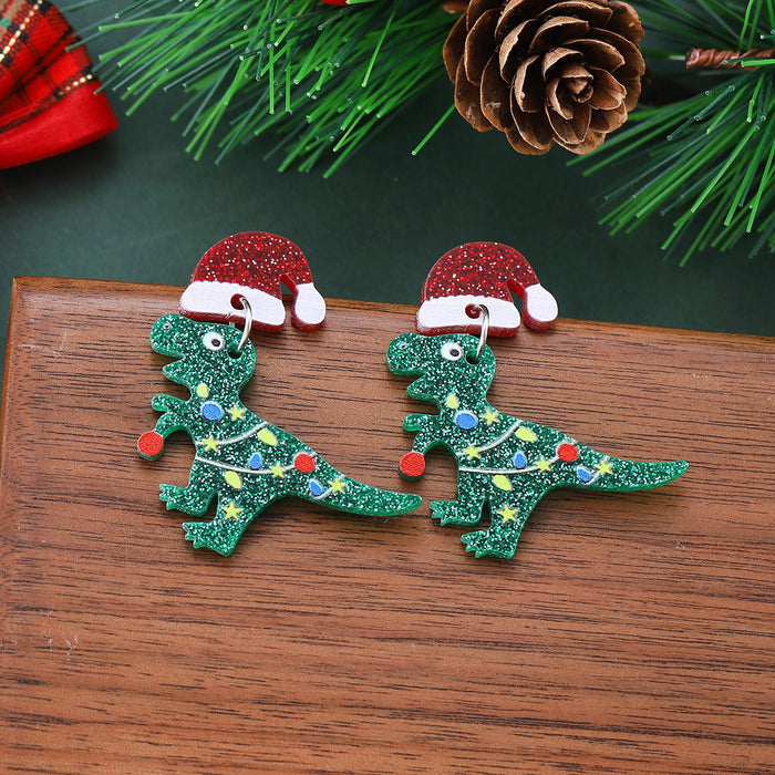 Wholesale Christmas Hat Lantern Dinosaur Sequins Pendant Earrings Acrylic ing Earrings Earrings