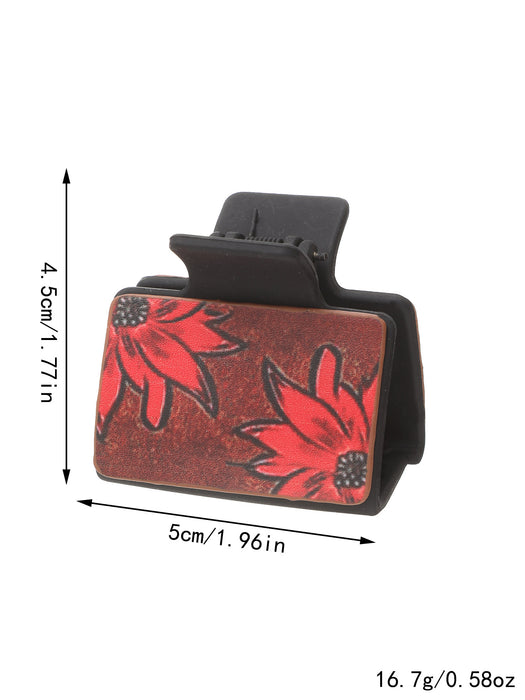 Wholesale Western Style Medium Leather Hairpin Sunflower Shark Clip Women' s Grab Clip