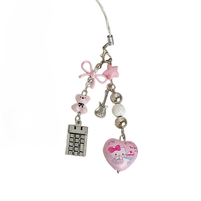 Wholesale Love Keychain Bag Pendant Cute Kt Girl Heart Mobile Phone Chain