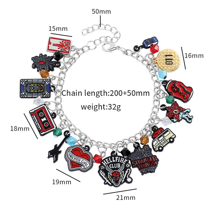 Wholesale cartoon cute strange story bracelet zinc alloy drop oil pendant jewelry