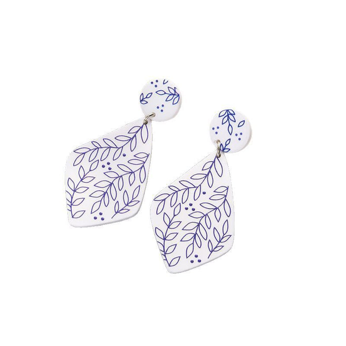 Wholesale Vintage printed exaggerated earrings with silver needles for women