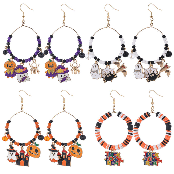 Wholesale  themed earrings,  black and white,  orange and purple  main color earrings