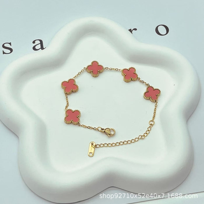 Wholesale 13mm Four Leaf Clover Bracelet Non Fading Five Flower Fritillaria Versatile Bracelet, Unique Handpiece