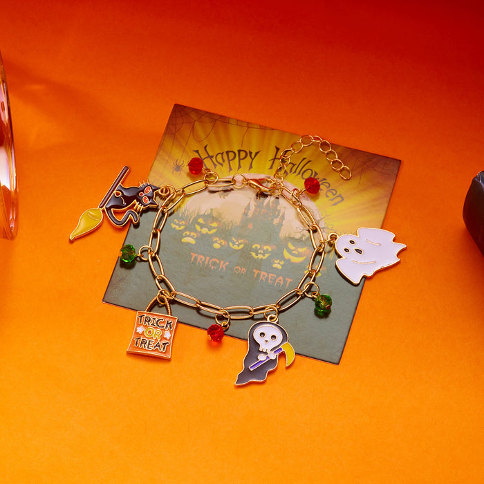 Wholesale Chain Bracelet for Women Halloween Pumpkin House Bat Ghost Pendant Bracelet