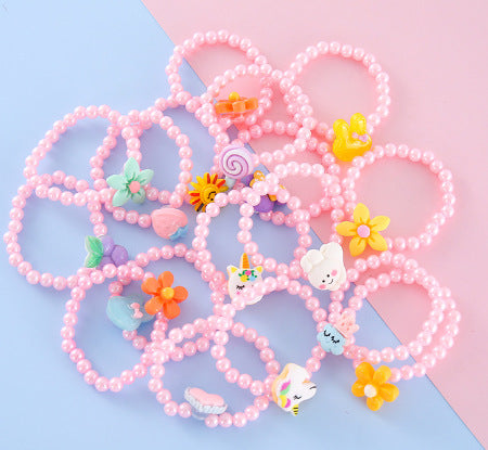 Wholesale children princess bow shell pearl necklace suit