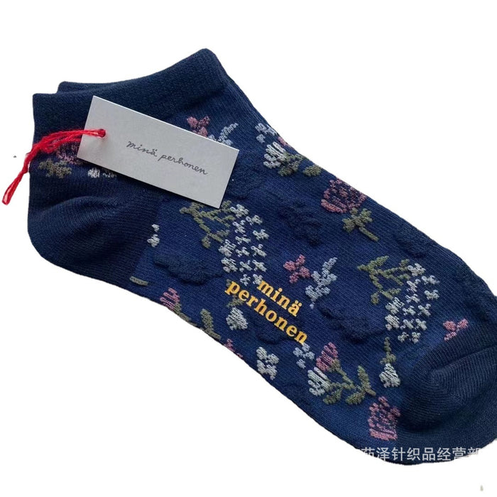 Wholesale Retro Art Flower Forest Series Low Top Boat Socks Short Socks