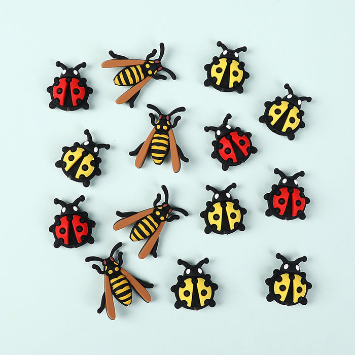 Wholesale 20pcs Epoxy craft creative bee silicone beads loose beads beaded jewelry children' s cartoon ladybug three-dimensional beads