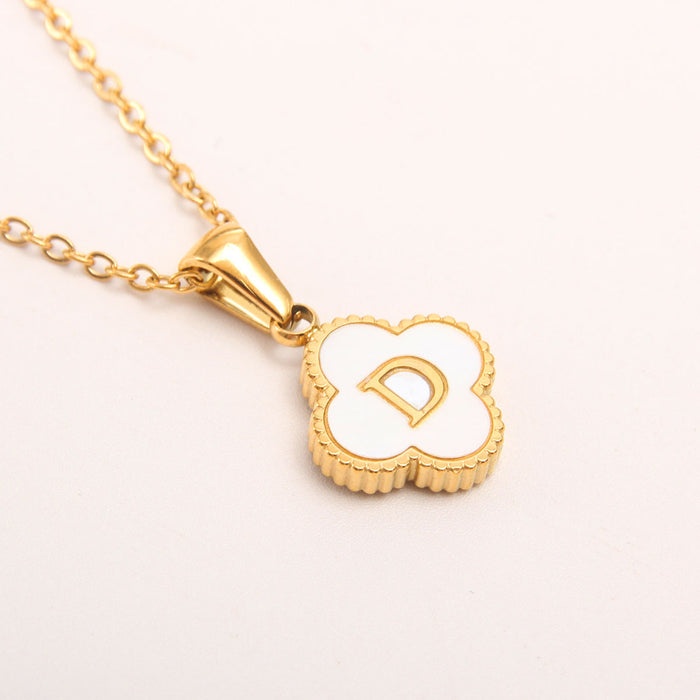 Wholesale gold-plated letter necklace women four-leaf letter pendant necklace jewelry
