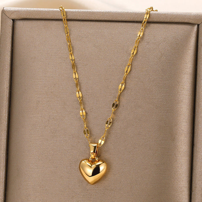 Wholesale Fashion Versatile 18K Gold-Plated Heart Clavicle Chain Necklace