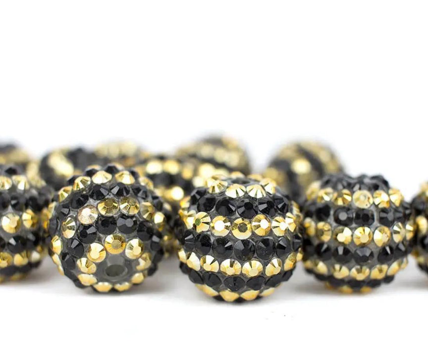 Wholesale 5pcs/pack 20MM Gold Resin Rhinestone Beads Bubblegum Beads JDC-BDS-NiJia010