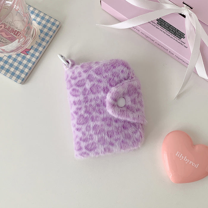 Wholesale Leopard-Print Plush Snap Coin Wallet
