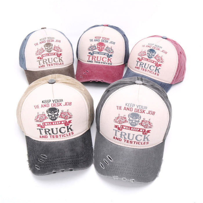 Wholesale Graffiti printed baseball cap, skull washed old cap, color blocked baseball cap, wide brimmed cap, curved brimmed duckbill cap