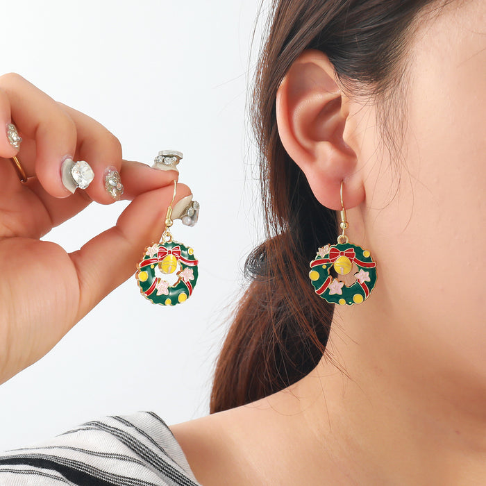 Wholesale Bell bow Christmas earrings for women niche fashion simple oil drop style