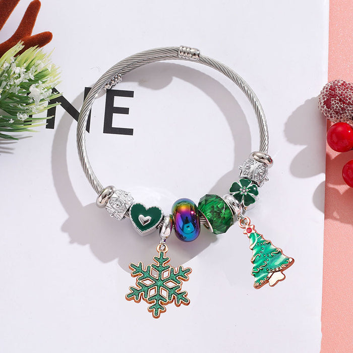 Wholesale Stainless Steel Christmas Bracelet with Tree Snowflake Pendant MOQ≥2