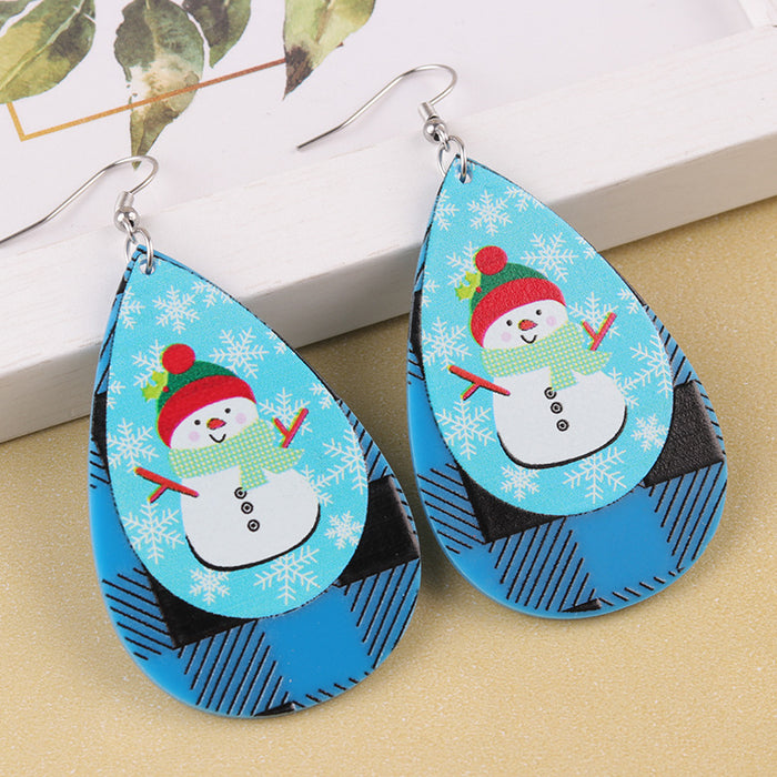 Wholesale Christmas glitter acrylic earrings Sika deer Christmas tree old man drop shaped earrings jewelry