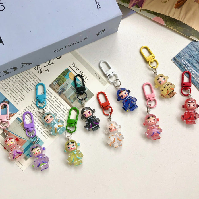 Wholesale Cute cartoon night light bubble astronaut keychain pendant accessory gift car hanging accessory