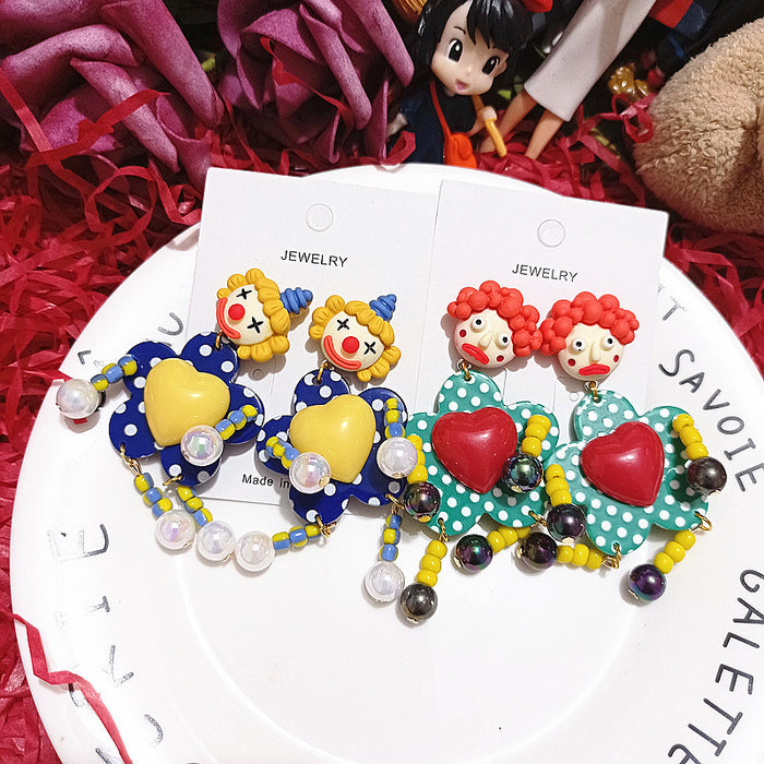 Wholesale Cartoon Cute Polka Dot Love Clown Resin Earrings JDC-ES-Xingj048