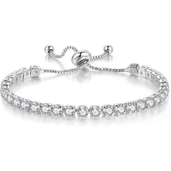 Wholesale Bracelet suit White Zircon Tennis Pull Bracelet Double Rows Diamond