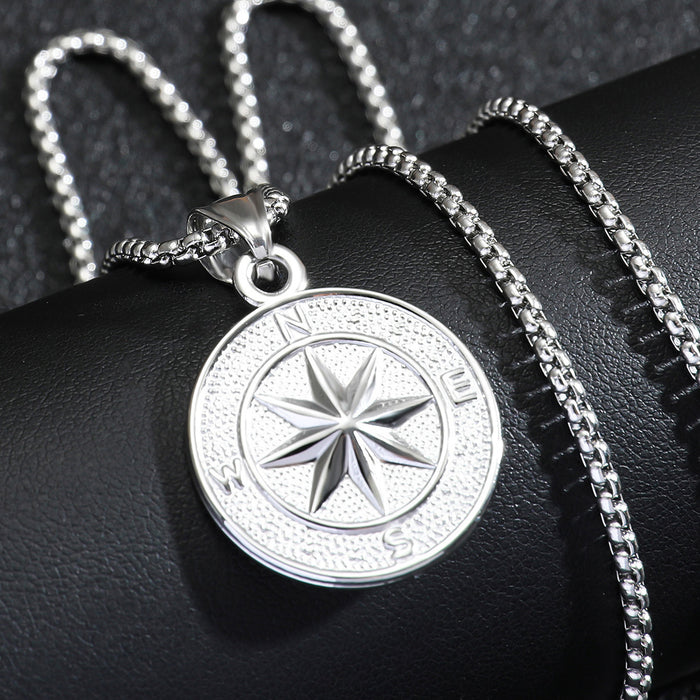 Wholesale Stainless Steel Compass Pendant Men's Necklace JDC-NE-ChengHan021