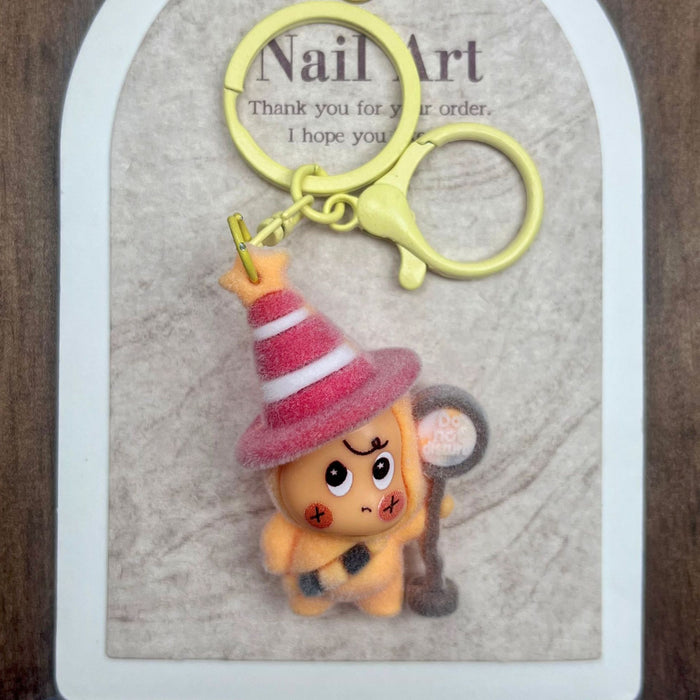 Wholesale Multi-colored flocked resin accessories keychain