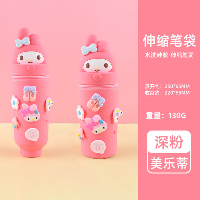 Wholesale Trendy Cartoon Hole Pencil Case Silicone Student Stationery minimum quantity：10