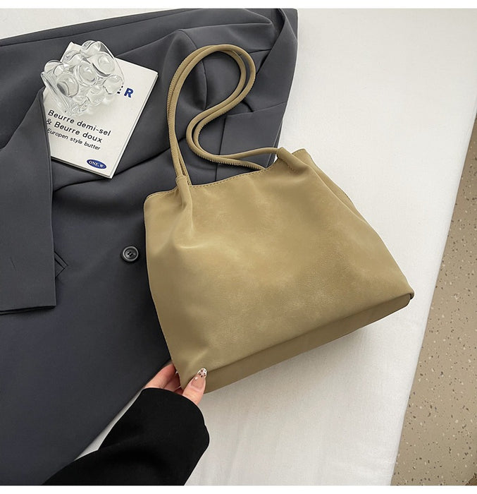 Wholesale Retro suede tote bag, fashionable large capacity armpit bag, casual commuting shoulder bag