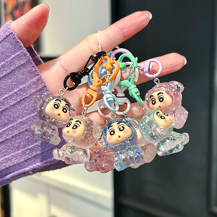 Wholesale Transparent glitter  bear doll pendant,  car bag accessory keychain chain mobile phone pendant small accessories