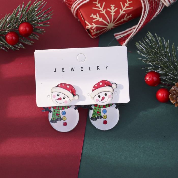 Wholesale Cute cartoon front and back Christmas earrings Cute snowman and elk earrings for women with an atmospheric gift
