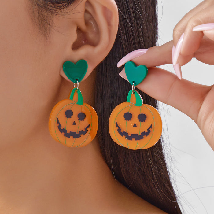 Wholesale  element earrings funny cartoon acrylic heart ghost pumpkin smiley face earrings for women