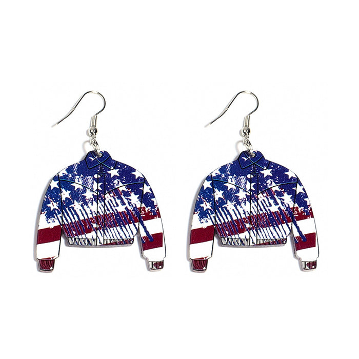 Wholesale American Independence Day Red White and Blue Flag Love Hat Acrylic Earrings JDC-ES-ZiT006
