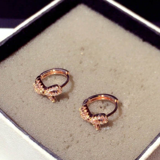 Wholesale Subtle high-end ear buckle earrings with simple zirconium inlay bow temperament earrings for women