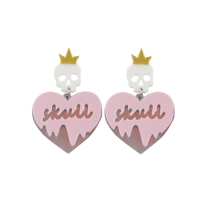 Wholesale Halloween Color Laser Skull Ghost Pumpkin Acrylic Printing Earrings JDC-ES-QingM004