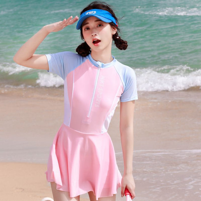 Wholesale Swimsuit one-piece skirt style sun protection swimsuit new hot spring swimsuit