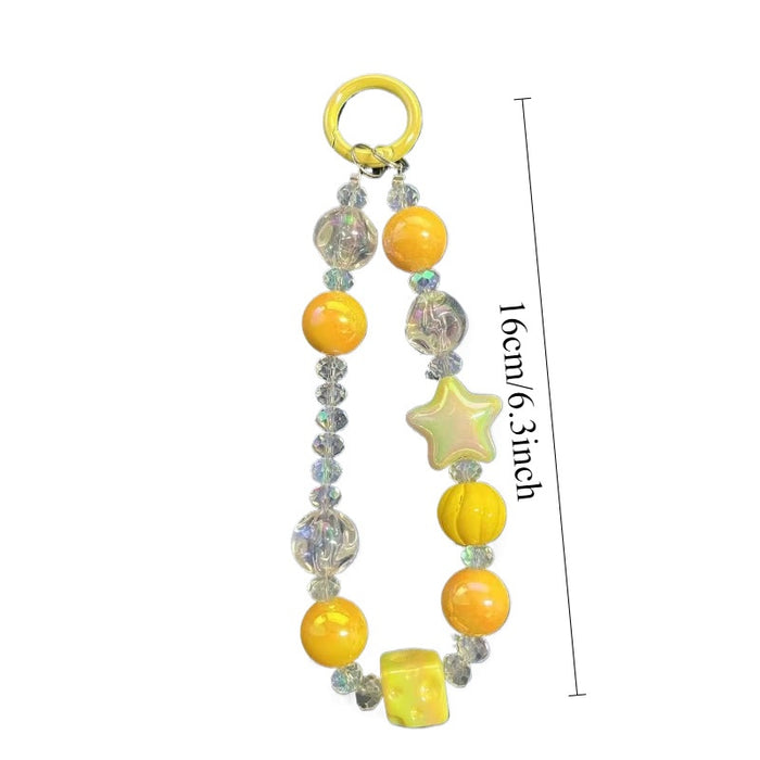 Wholesale Handmade bead phone chain, crystal plated hanging chain, bag hanging decoration, keychain