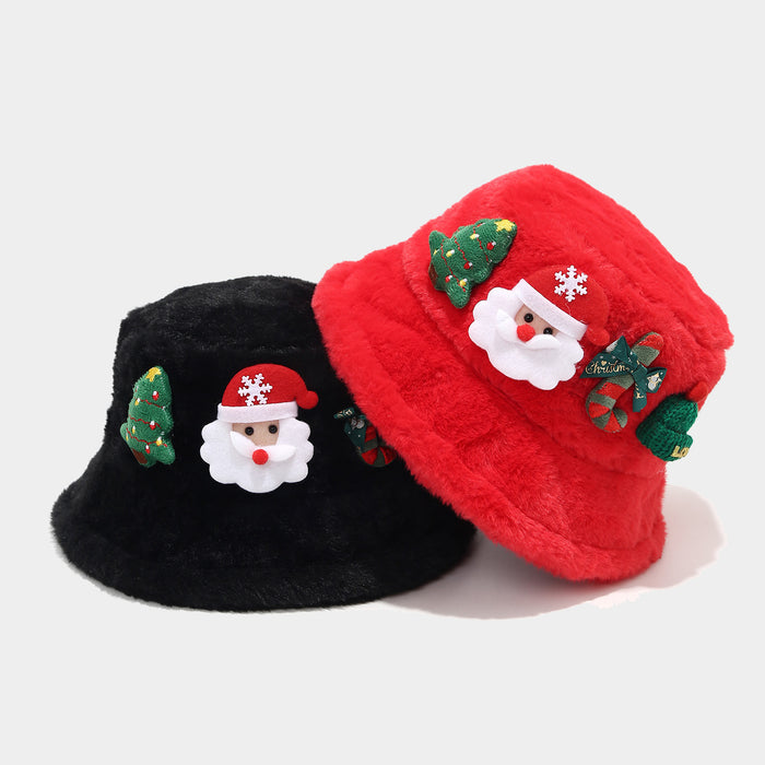 Wholesale Christmas-themed women' s winter warm faux rabbit fur bucket Fashionhat