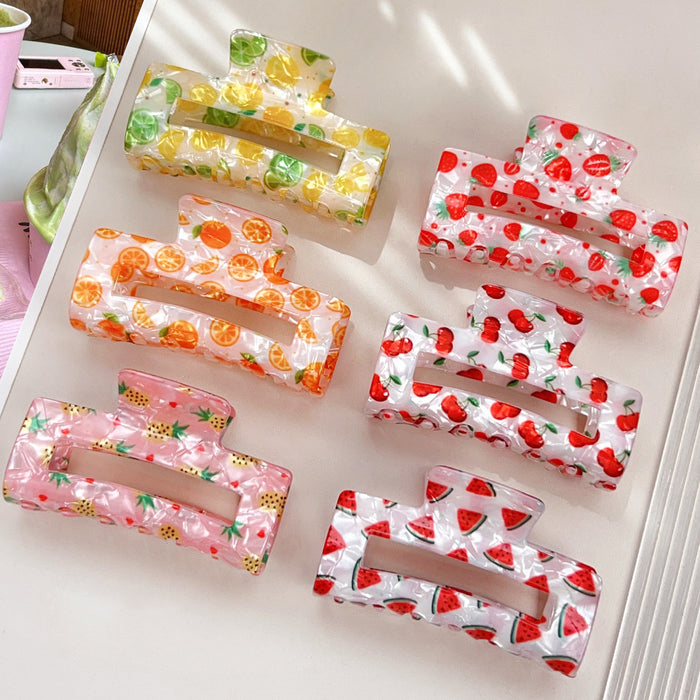 Wholesale Cute fruit pattern square cutout hair clip