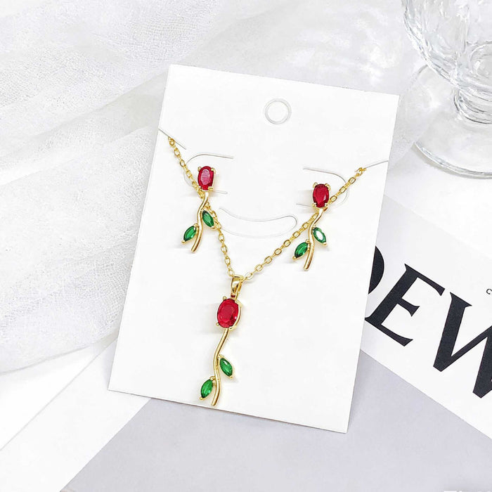 Wholesale Tulip Necklace and Earring Set Clavicle Jewelry