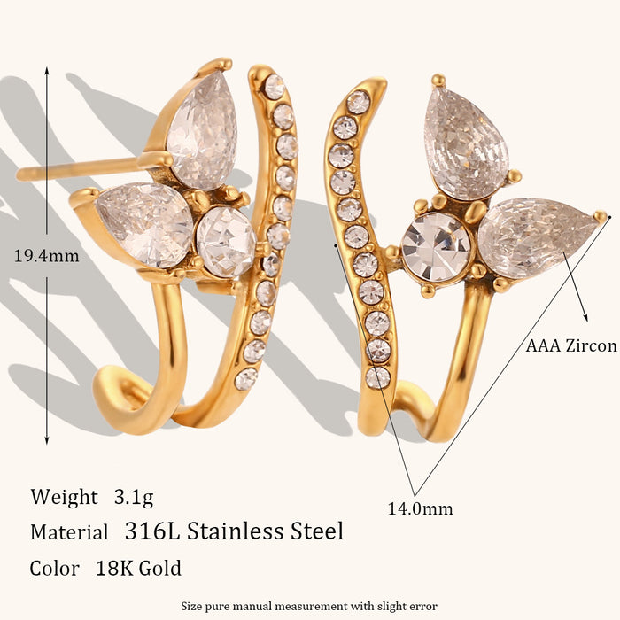 Wholesale Irregular C-shaped Earrings Stainless Steel Gold-plated Earrings JDC-ES-MengJ003