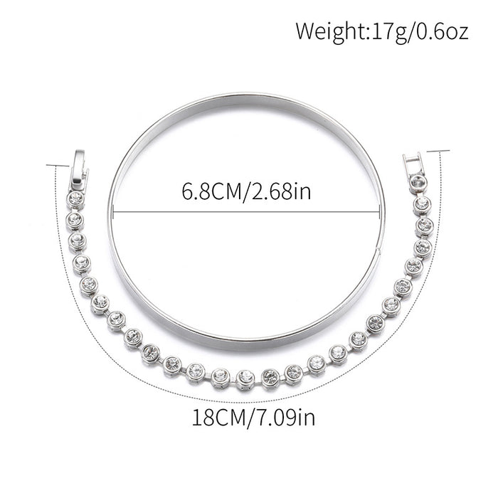 Wholesale Retro Jewelry Fashion Gold Diamond Bracelet Alloy Smooth Simulation Gold Bracelet Two Piece Set for Women